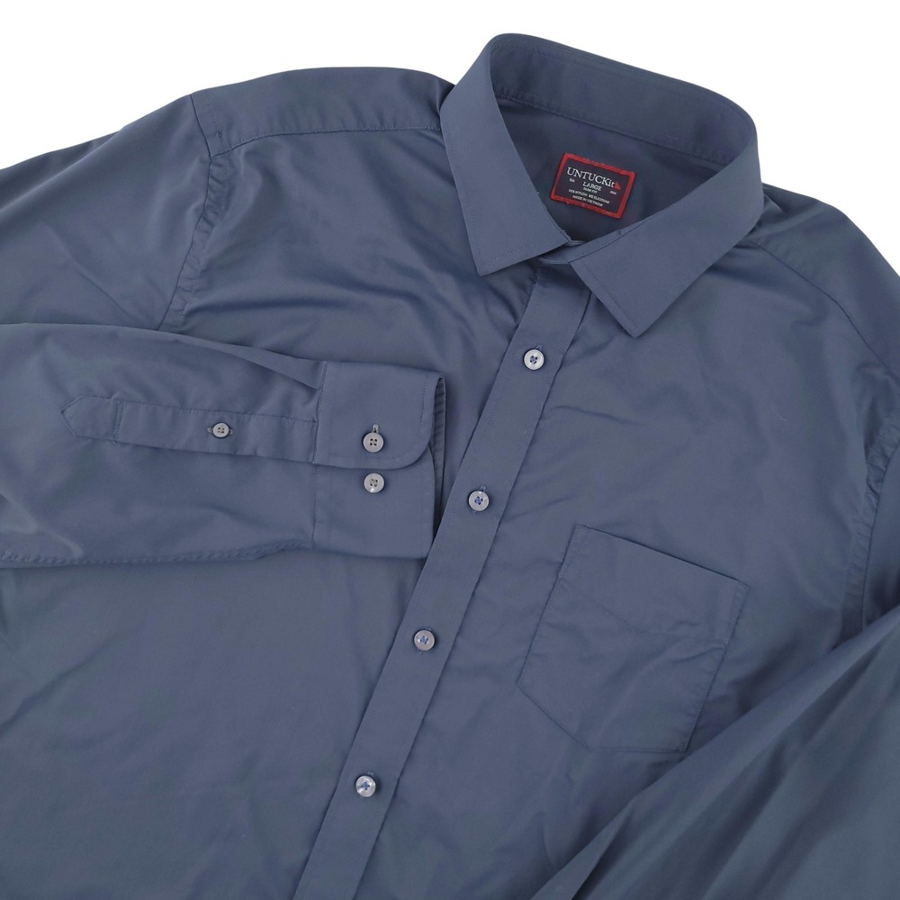 UNTUCKit Gironde Shirt Mens L Blue Solid Long Sleeve‎ Button Up Stretch Casual